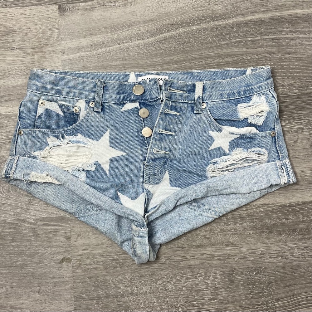 Glamorous Star Print Jean Short